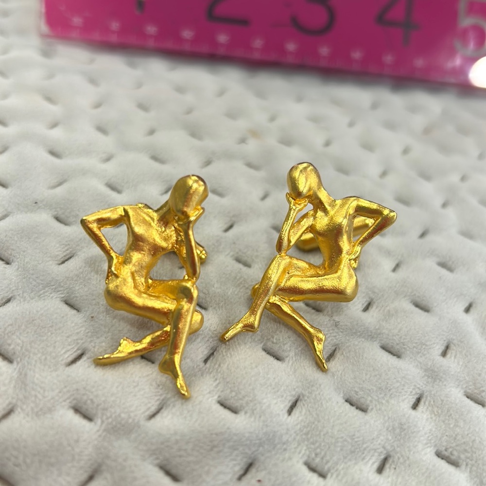 Vintage Leslie Block Sculptural Person Cuff Links -Boutique
